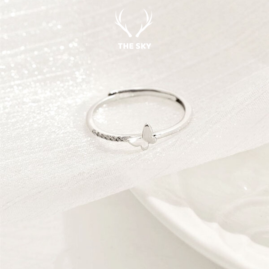 Nhẫn Bạc Mặt Hình Bướm Đính Đá Hàng Thiết Kế Phong Cách Trẻ Trung Cá Tính Hot Trend Mẫu Hở