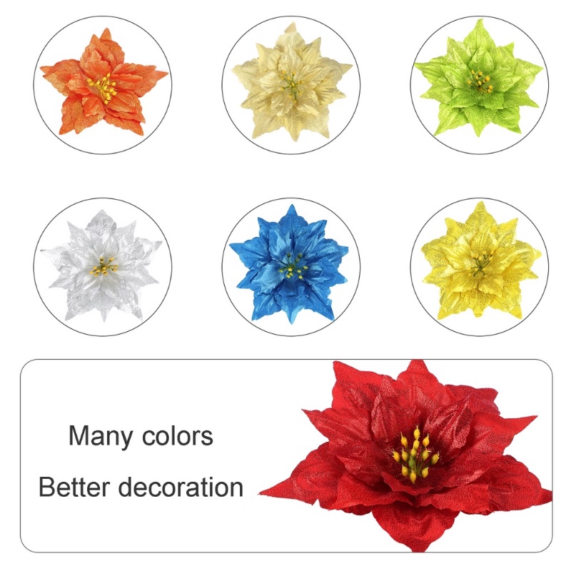 Bộ 5 Bông Hoa Nhân Tạo 3 Lớp Dùng Trang Trí Cây Thông Giáng Sinh Năm Mới