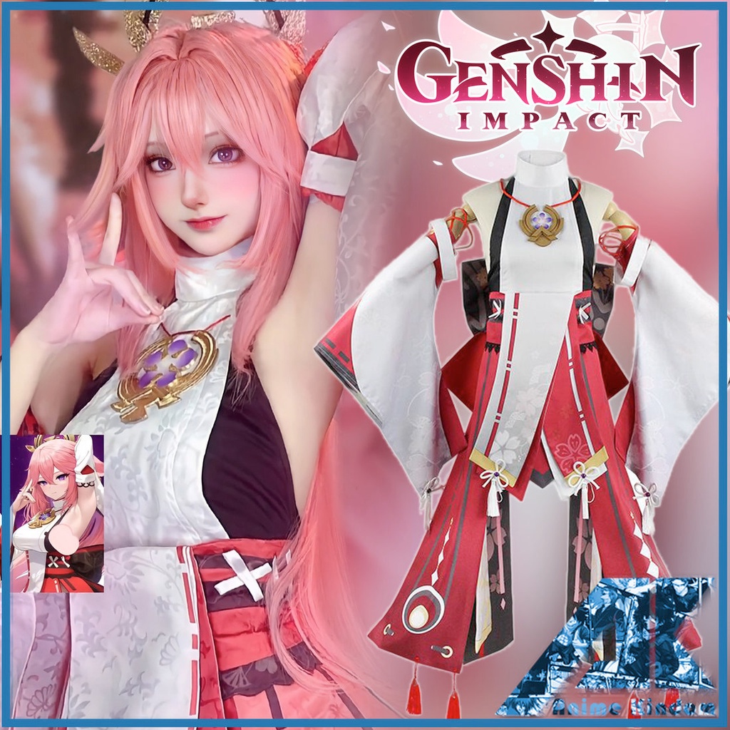 Genshin Impact Yae Miko Cosplay trang phục Bộ Tóc Giả Hóa Trang Guuji Yae Cho Nữ | BigBuy360 - bigbuy360.vn