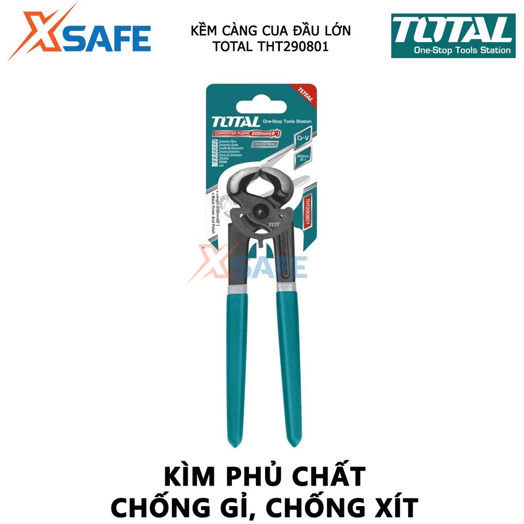 Kìm càng cua đầu lớn TOTAL THT290801 kích thước 200mm(8&quot;), chất liệu thép CR-V, đen bóng - [XSAFE]