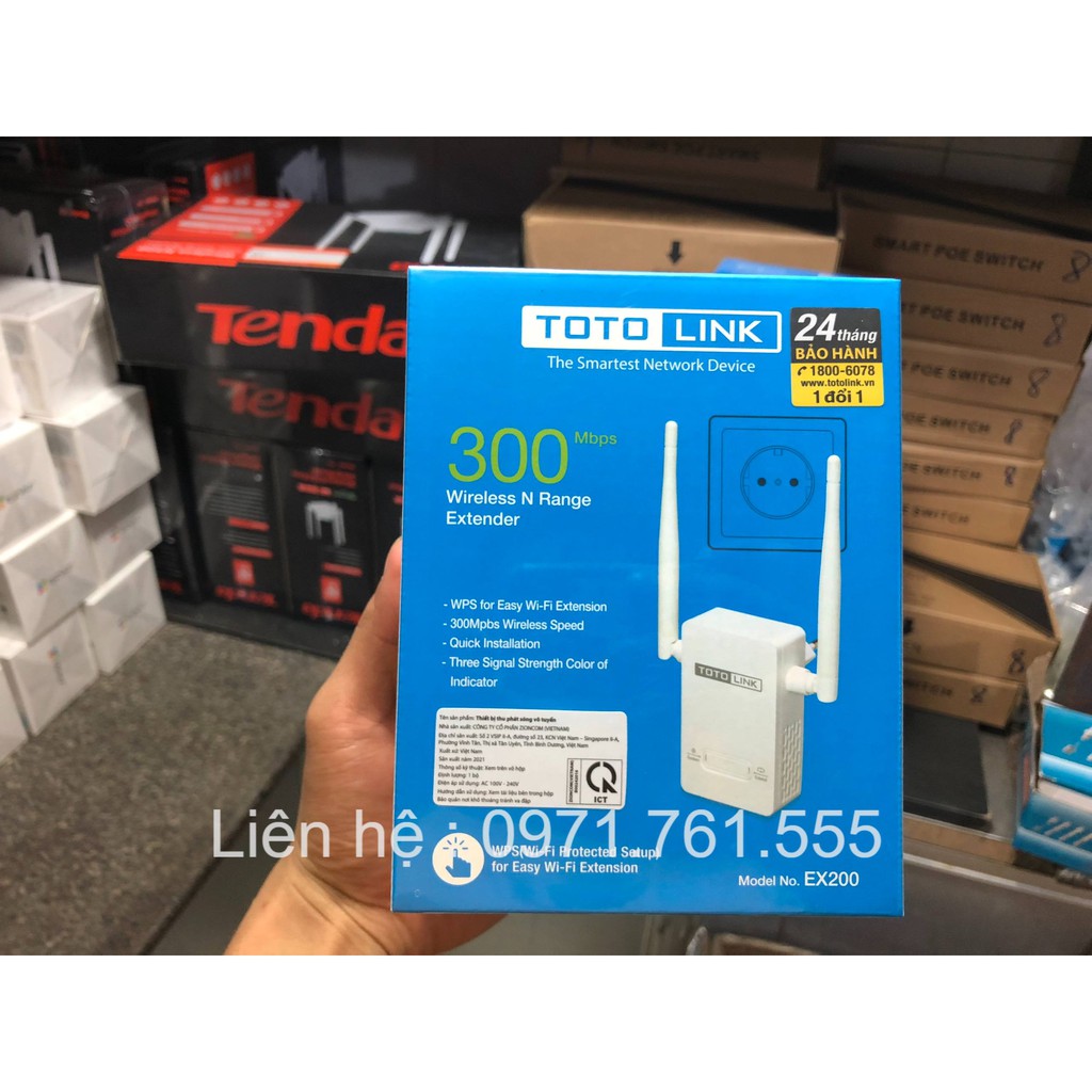 Bộ kích sóng Wifi Totolink EX200 2 Râu chính hãng giá tốt