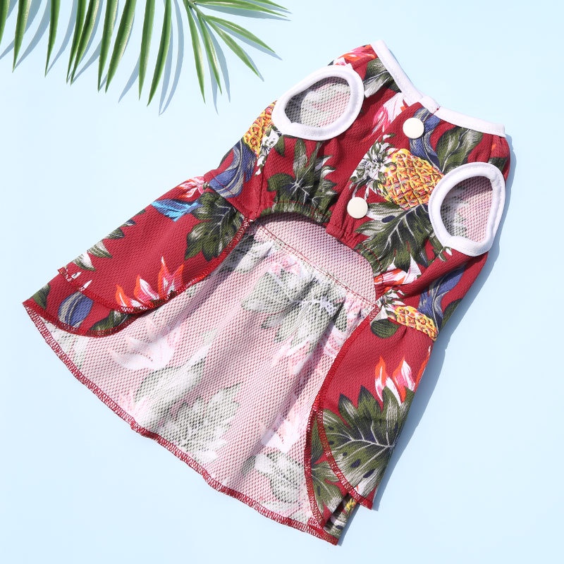 Váy Đi Biển Họa Tiết Quả Dứa Hawaii Cho Thú Cưng 4 Mùa