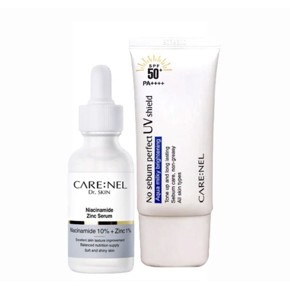 [2 Items] Bộ Quà Tặng Bảo Vệ Da, Dưỡng Trắng, Ngăn Ngừa Nếp Nhăn Care:nel Niacinamide 10%+Zinc 1% Serum 30ml &amp; UV Shiel