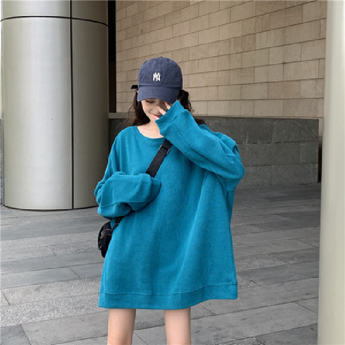 Women Korean Fashion Solid Color Round Neck Sweater High Quality Casual | BigBuy360 - bigbuy360.vn