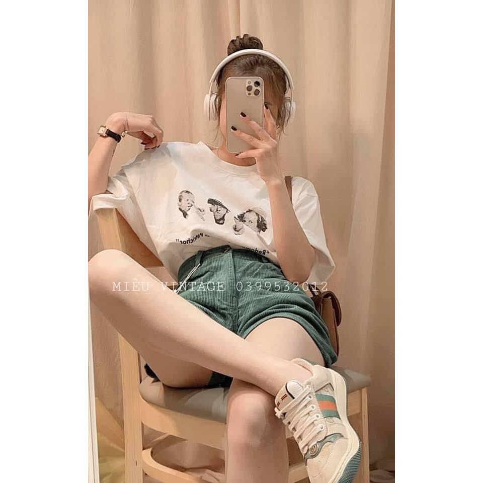 SET PULL TRẮNG HÌNH + QUẦN SHORT NHUNG XANH | BigBuy360 - bigbuy360.vn