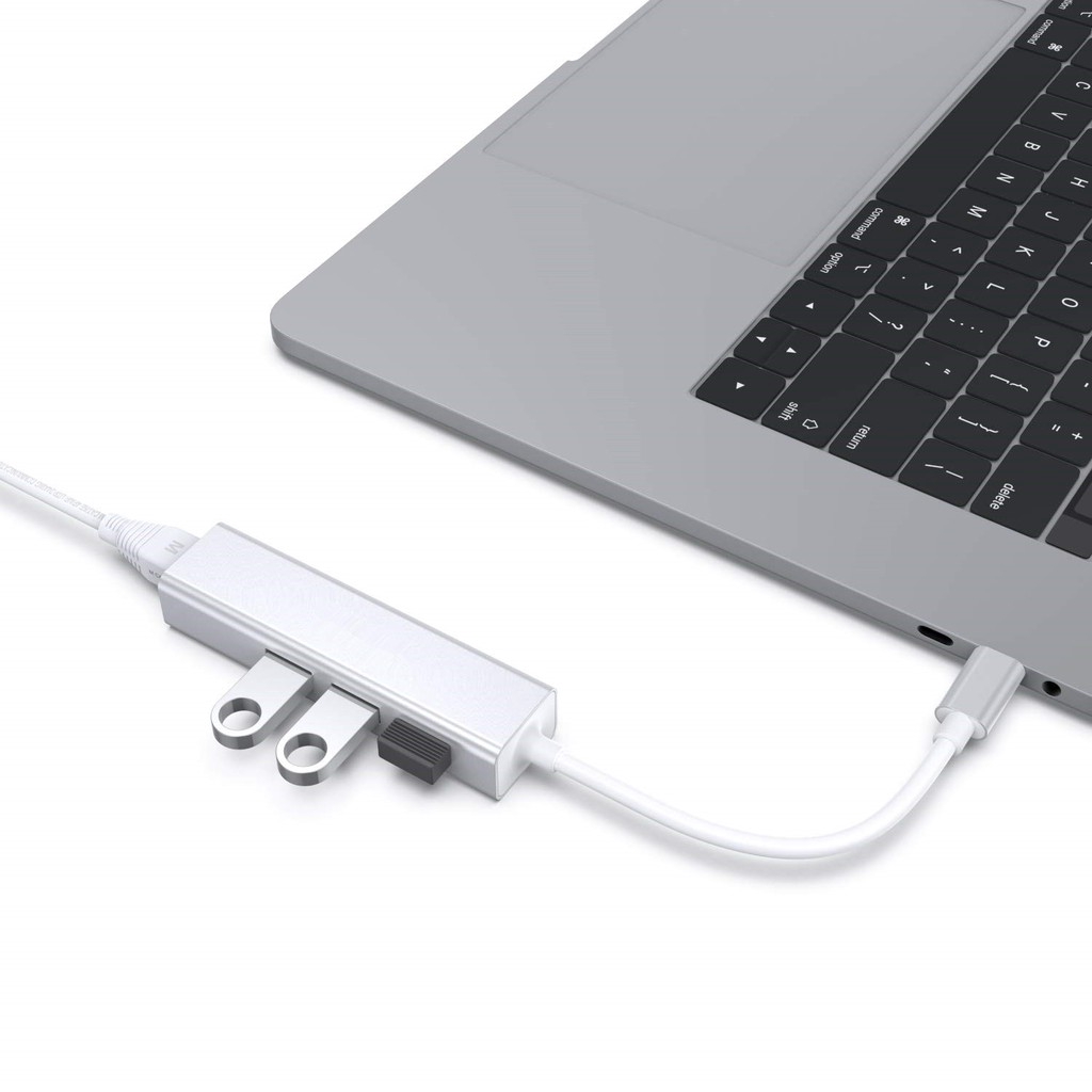 Cáp chuyển đổi USB-C Type C sang USB HUB + RJ45 LAN Internet cho Apple Macbook