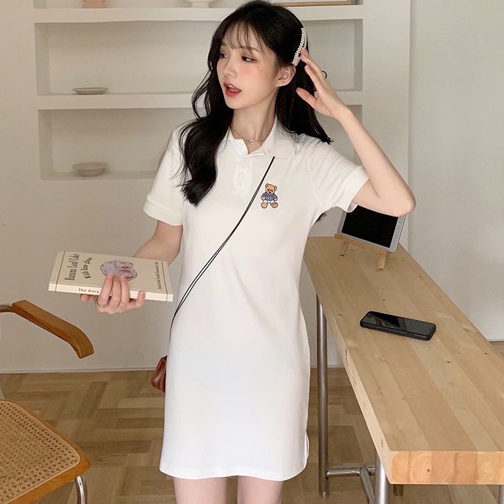 Đầm Cổ Polo Màu Trắng Dáng Ôm Thời Trang Mùa Hè Hàng Mới Dành Cho Bạn Nữ