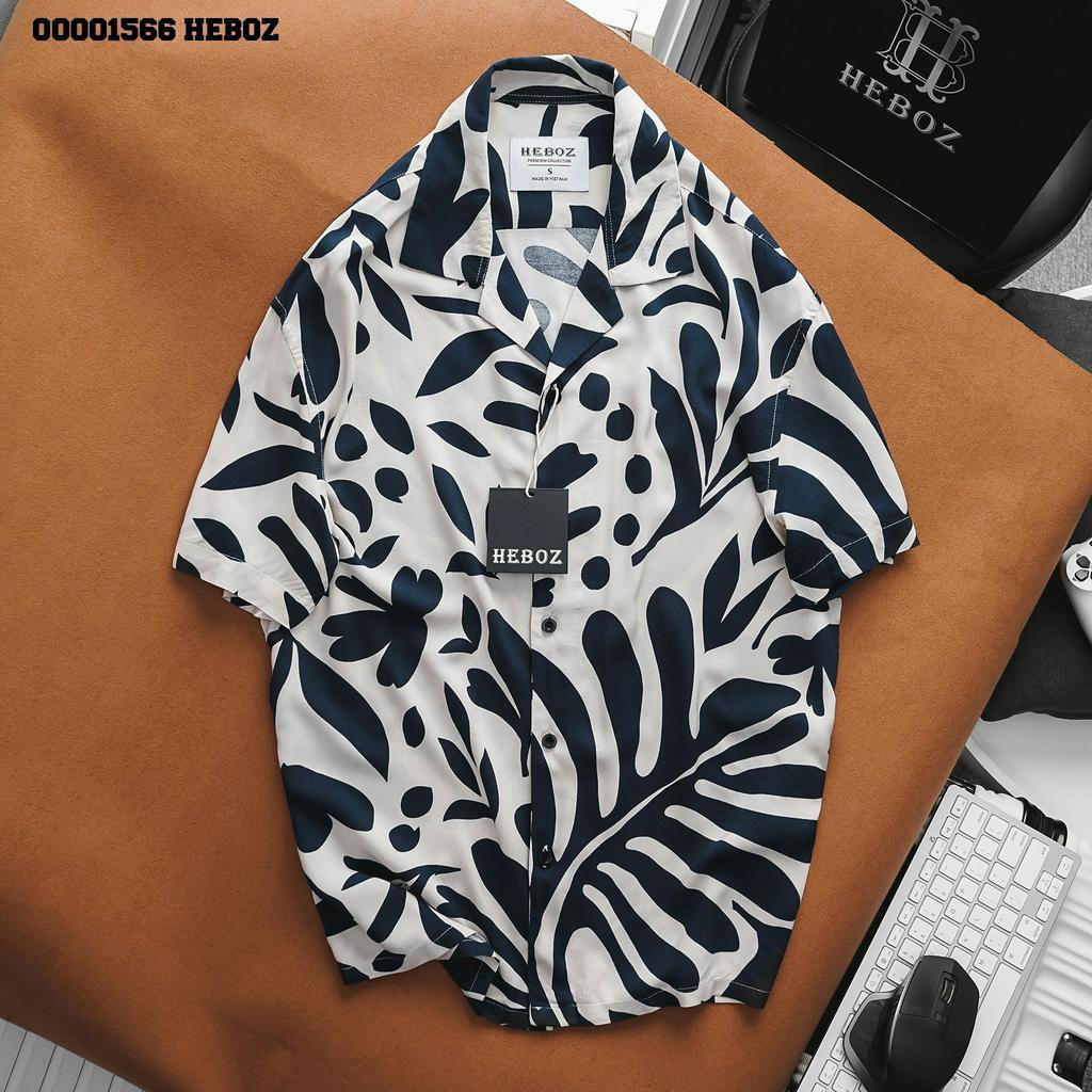 Áo sơ mi pijama linen hoạ tiết Heboz 4M, vải chống nhăn thấm hút có 3 màu basic dễ phối - 00001566