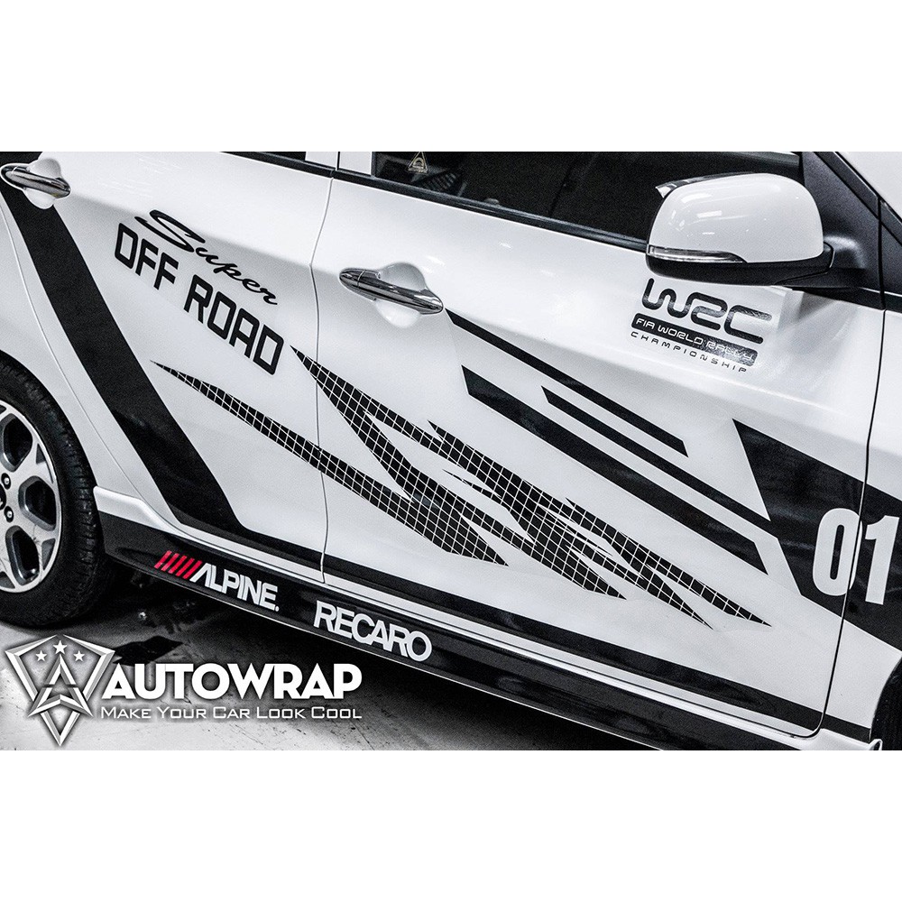Tem họa tiết xe Morning OFF ROAD - Tem họa tiết ô tô Kia, tem dán sườn xe thể thao