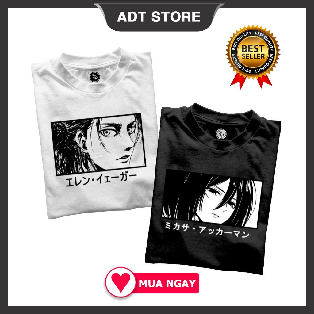 Áo thun Attack on Titan Eren & Mikasa Anime mẫu HOT độc đẹp giá siêu rẻ