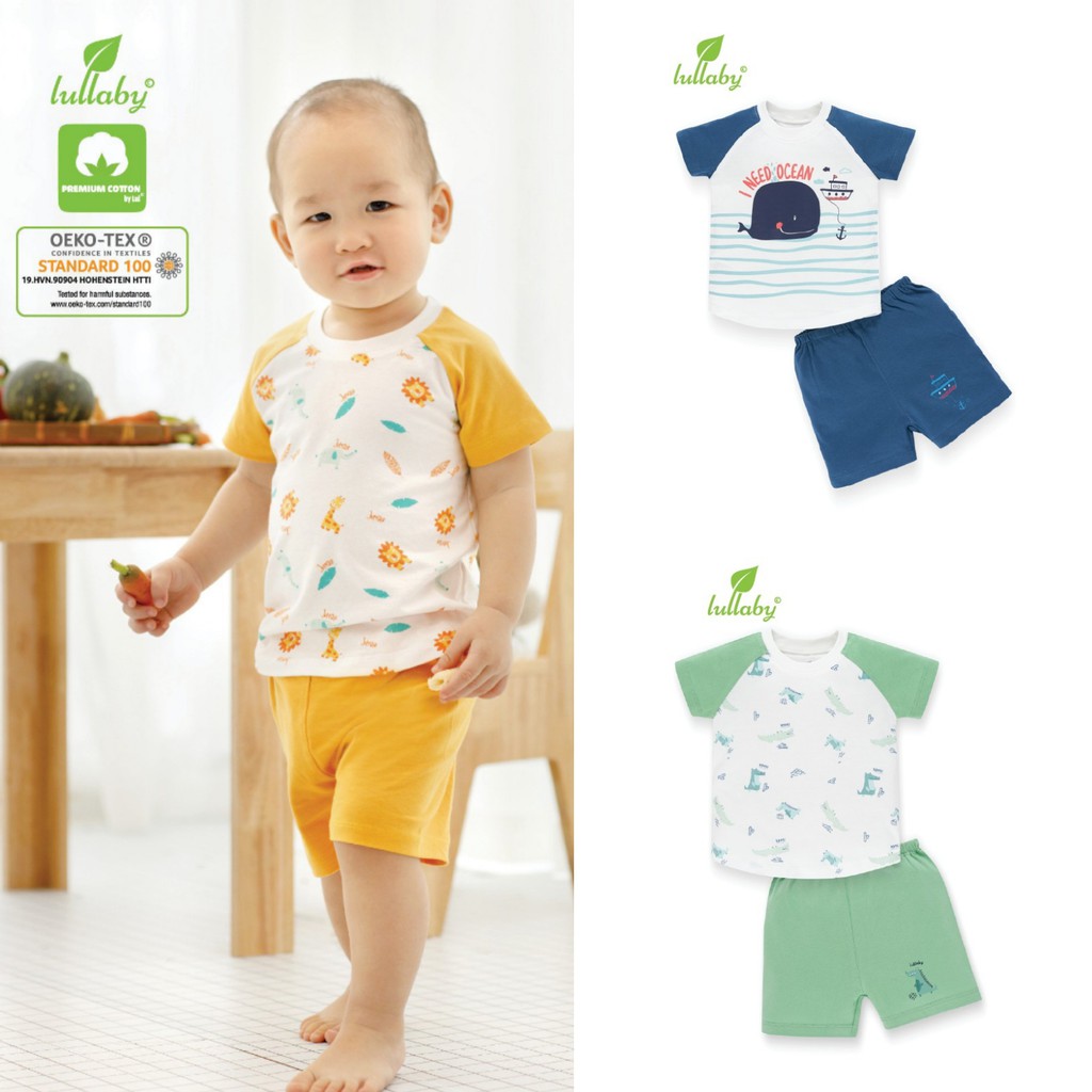 [LULLABY] Bộ quần áo cộc tay raglan BT - NH626P - BST XUÂN HÈ 2021