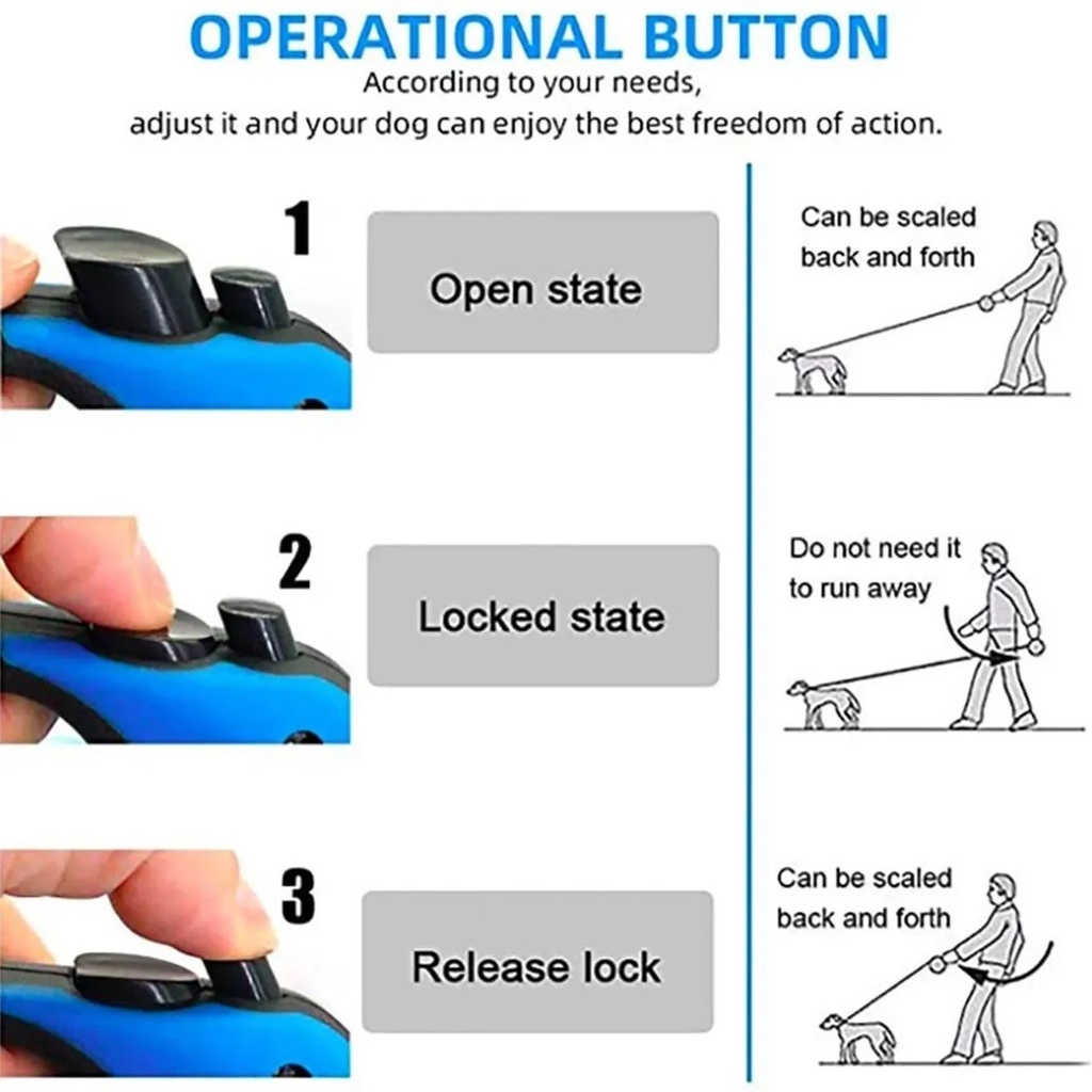 Dây Dắt Thú Cưng Đi Dạo Rút Gọn Linh Hoạt Dài 3/5M