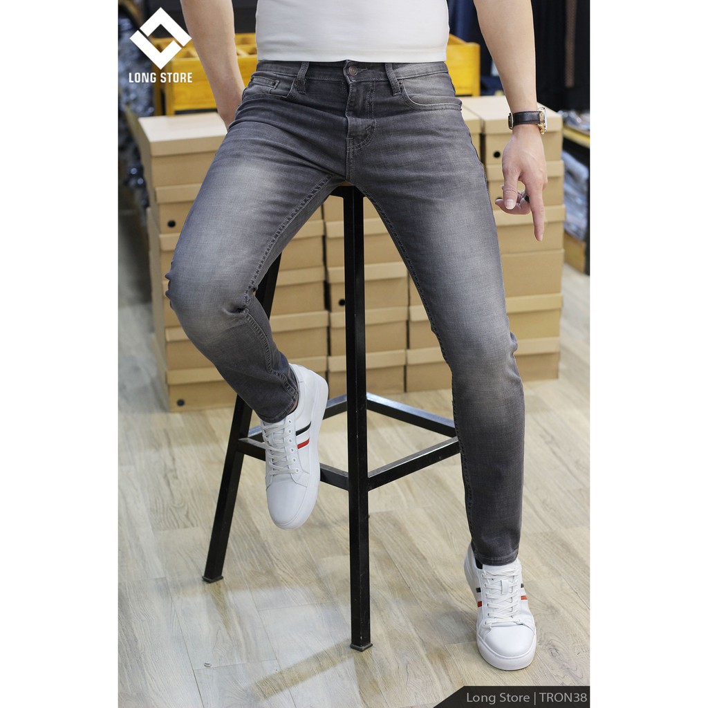 Quần jean nam trơn màu xám bạc ✅FREESHIP✅ Quần bò nam dáng ôm SLIMFIT skinny co giãn cao cấp - Tron38