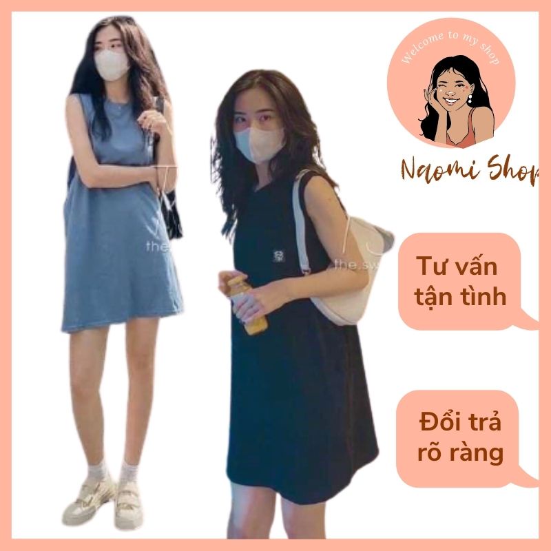 Váy Suông Tank Top Logo Trẻ Trung Đủ 3 Màu Siêu Mịn, Không Bai Không Xù