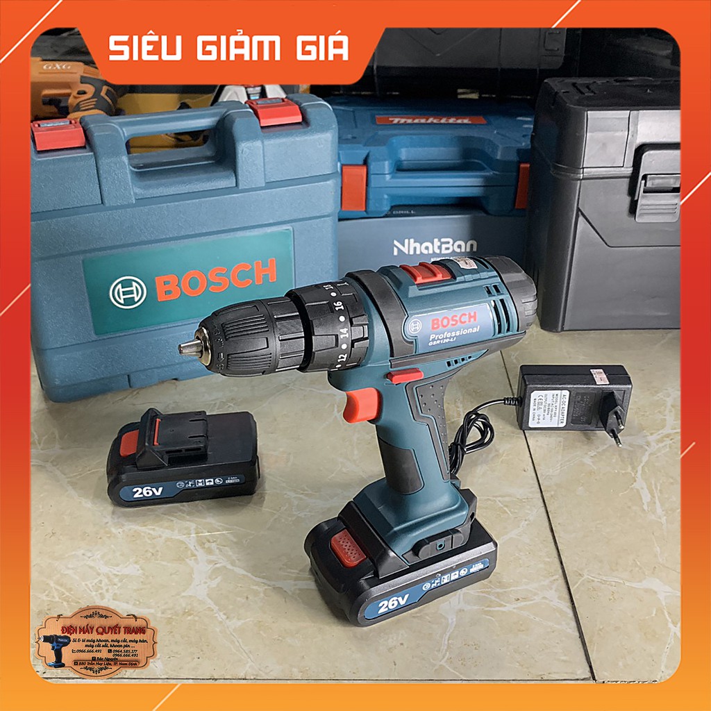 KHOAN PIN BOSCH 26V [ FULL BOX + BH 12 Tháng ] CÓ BÚA PIN 5 SEO KHOAN PIN