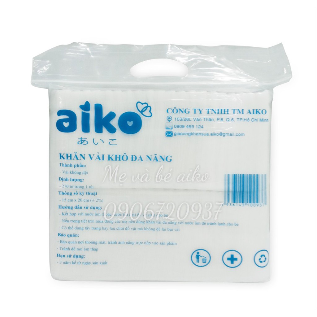 [Siêu Rẻ] Khăn Vải Khô Đa Năng AIKO Gói 300g -( 270 TỜ/ GÓI)