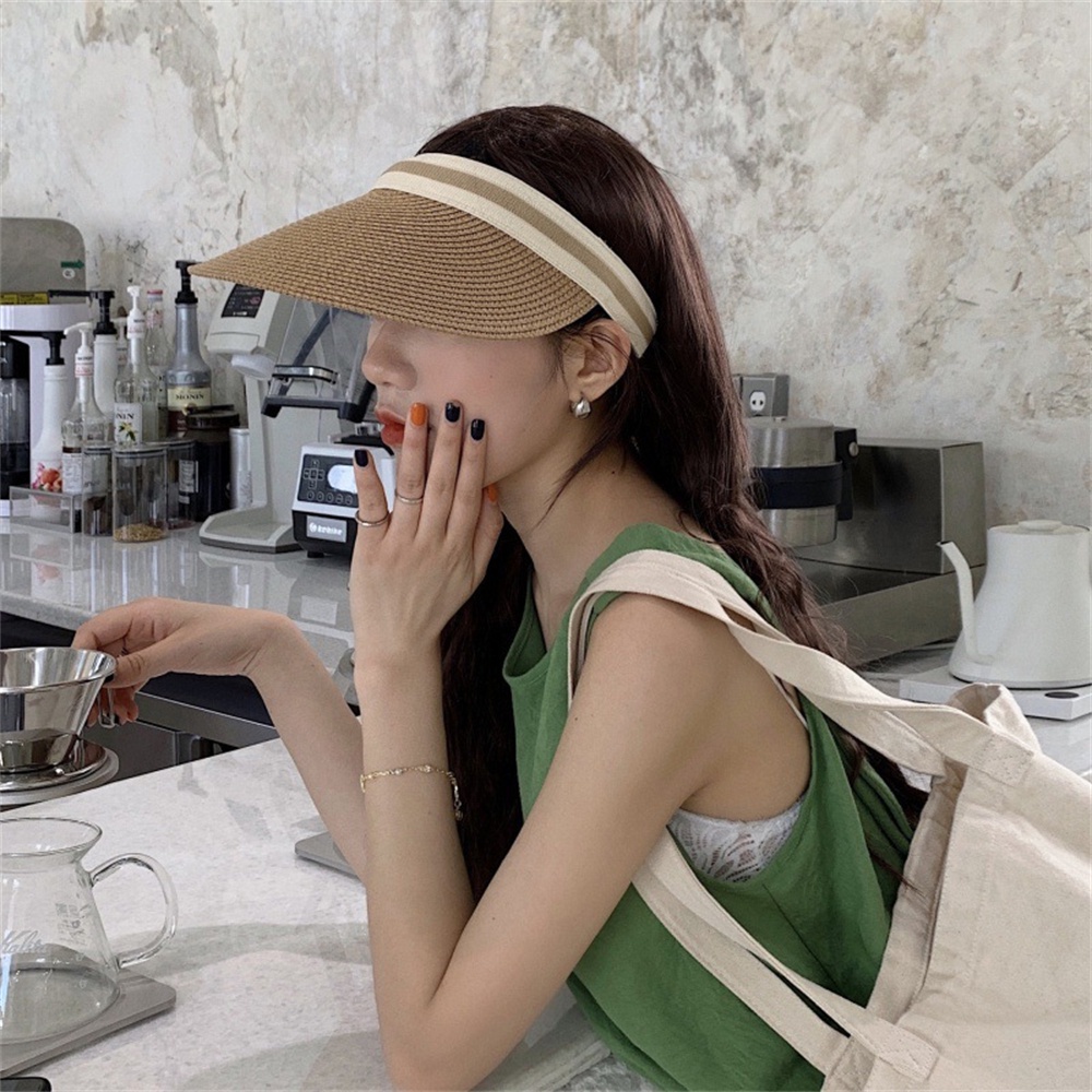 Nónmũ nửa đầu hàn quốc Lưỡi Trai Hở Chóp Bằng Vải Không Dệt Chống Nắng Phong Cách Hàn Quốc Thời Trang Mùa Hè Dành Cho Nữ