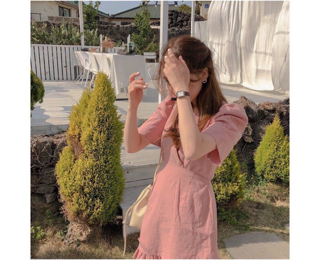 ⭐️Đầm Cổ V Phối Bèo Thắt Nơ | BigBuy360 - bigbuy360.vn