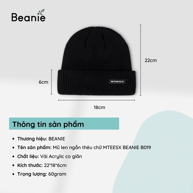 Mũ Len Thiêu Chữ MTEESX Cao Cấp BEANIE Phong Cách Hàn Quốc, Nón Len Dệt Kim Unisex Mùa Thu Đông Nam Nữ Màu Đen, Be B019