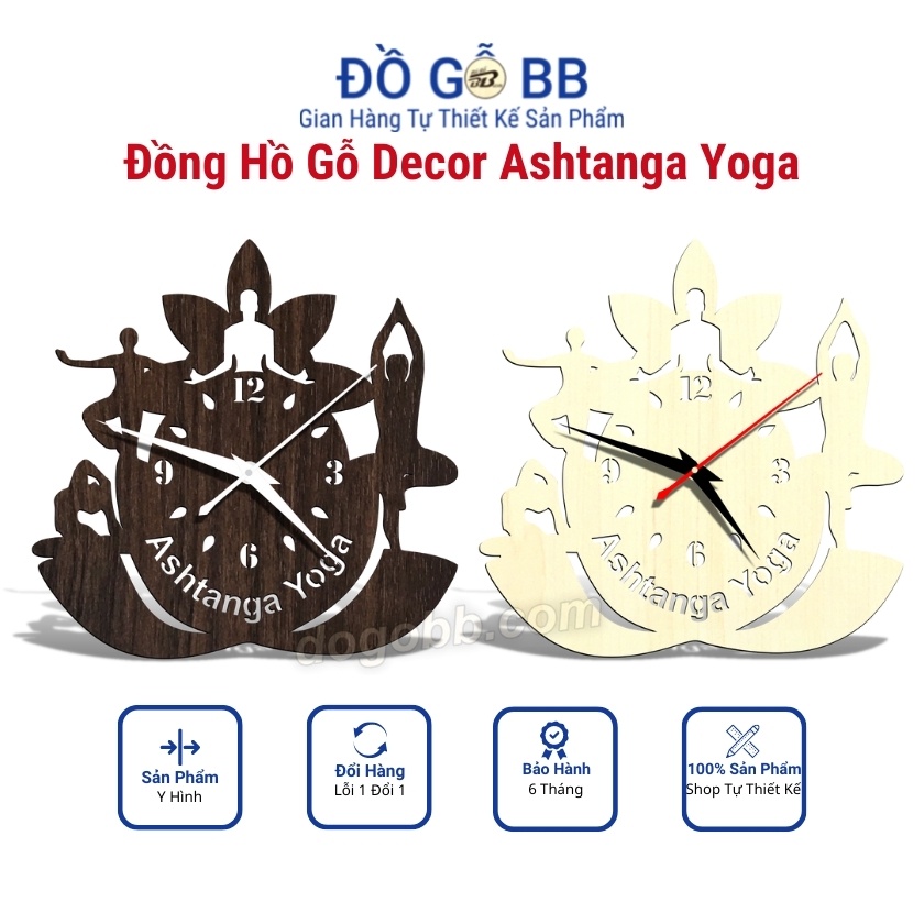 ĐK 30cm Kim Trôi, Đồng Hồ Treo Tường Ashtanga Yoga Giá Rẻ Bền Đẹp - Đồ Gỗ BB
