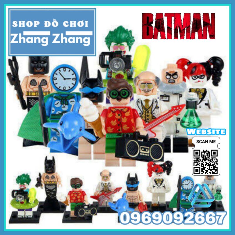 Đồ chơi Xếp hình Batman gồm Harley Quinn Clock King - Disco Alfred Hugo Strange - Robin Mer Bat Minifigures Pogo PG8106