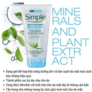 Sữa rửa mặt 𝐒𝐈𝐌𝐏𝐋𝐄 𝐖𝐚𝐭𝐞𝐫 𝐁𝐨𝐨𝐬𝐭 𝐌𝐢𝐜𝐞𝐥𝐥𝐚𝐫 𝐅𝐚𝐜𝐢𝐚𝐥 𝐆𝐞𝐥 𝐖𝐚𝐬𝐡