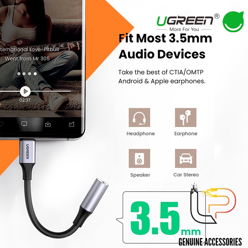 Cáp Chuyển USB Type-C ra Audio 3.5mm UGREEN 80154
