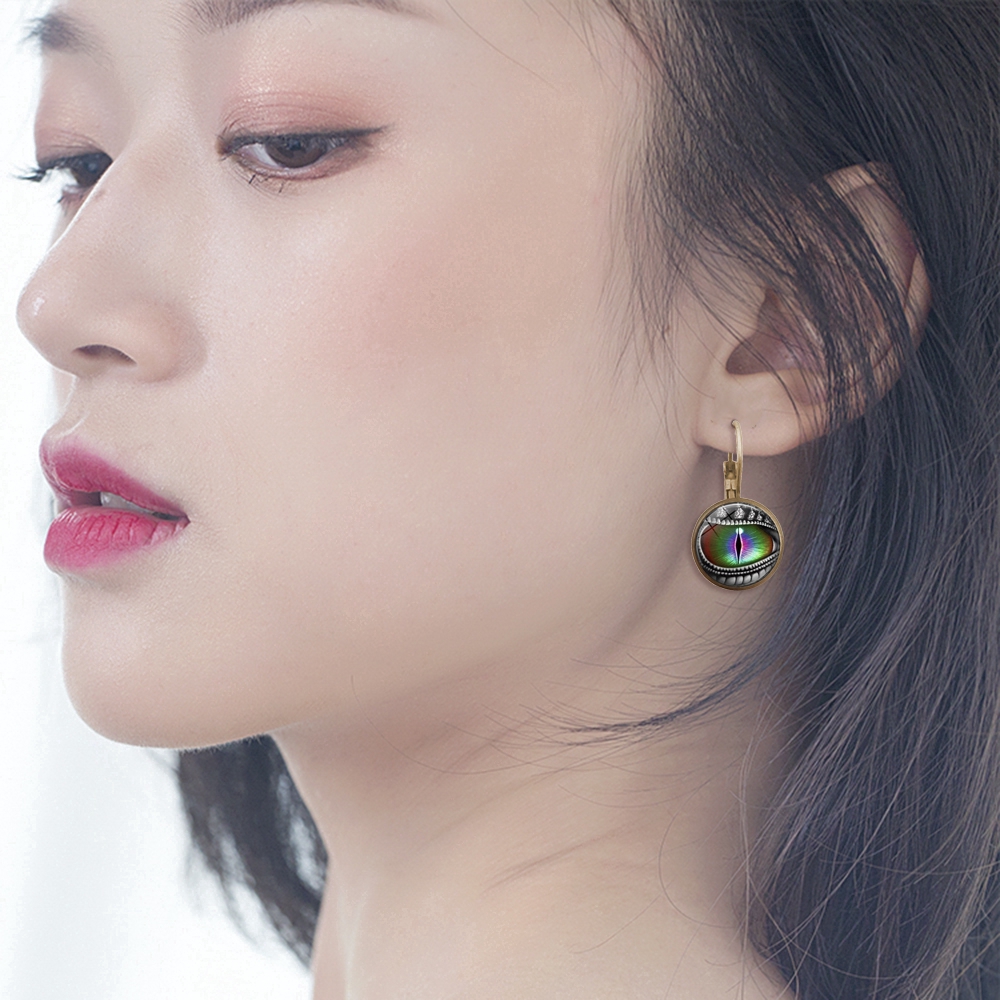 1 đôi khuyên tai hình mắt rồng kích thước 15mm thời trang nữ