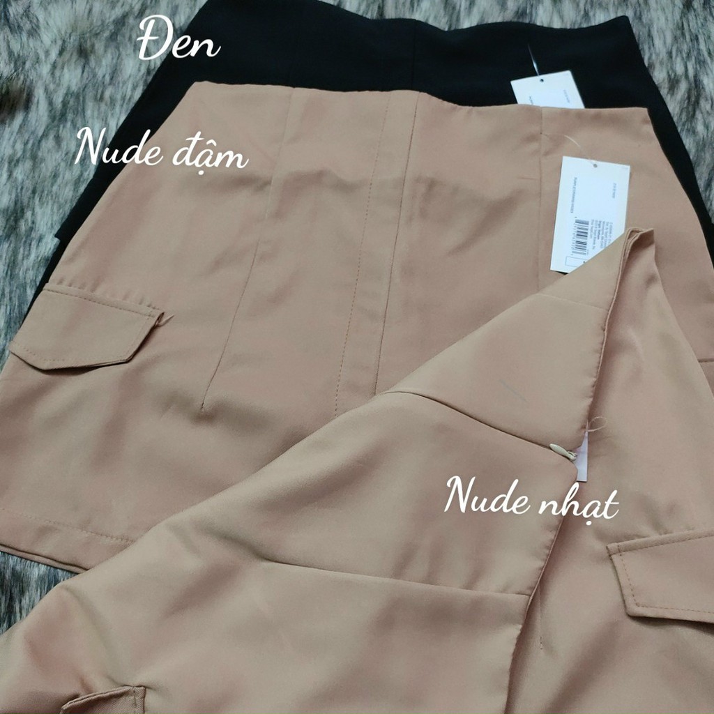 [RẺ VÔ ĐỊCH] Chân Váy túi giả form chữ A 3 màu đen, nude nhạt và nude đậm KÈM HÌNH THẬT UK261220
