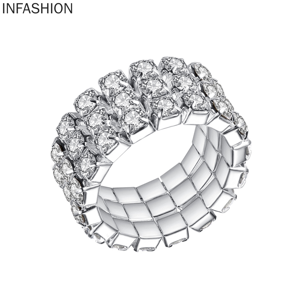 Nhẫn 3 Tầng Co Giãn Đính Đá Pha Lê Lấp Lánh