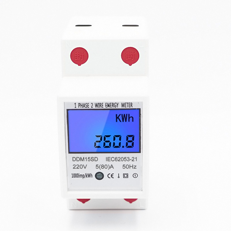Đồng Hồ Điện Tử Đo Điện Tử 1 Pha 2 Dây 2P DIN-Rail KWh 220V