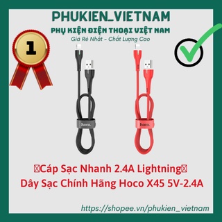 Cáp sạc nhanh 2.4a lightning 💎 chống đứt + chống gãy 💎 dây sạc chính hãng hoco x45 5v-2.4a cho iphone ipad.