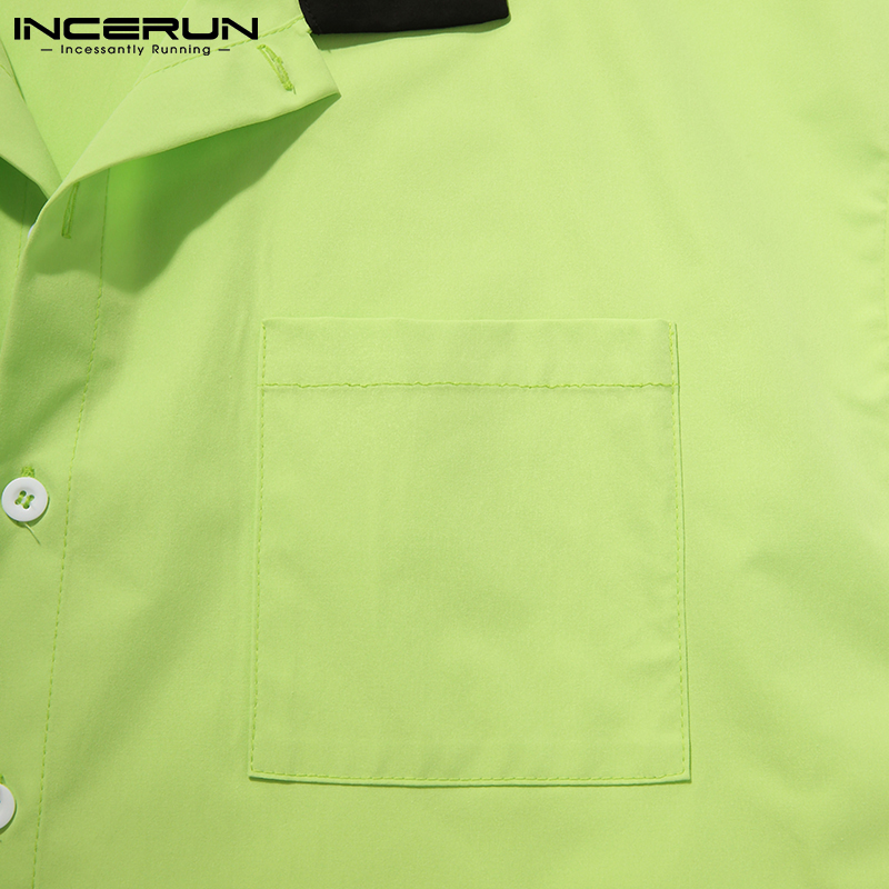 Áo Sơ Mi Incerun Thời Trang Nam Dài Tay Dáng Rộng Gài Nút Kiểu Đường Phố