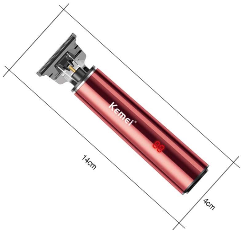 Tông đơ cắt tóc điện Kemei có màn hình LCD lưỡi da sắc bén mạnh mẽ không bị lệch có thể sạc lại cho nam