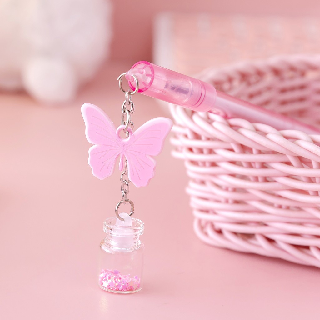 Bút Bướm Móc Lọ Thủy Tinh_ Bút gel nước cute dễ thương giá rẻ