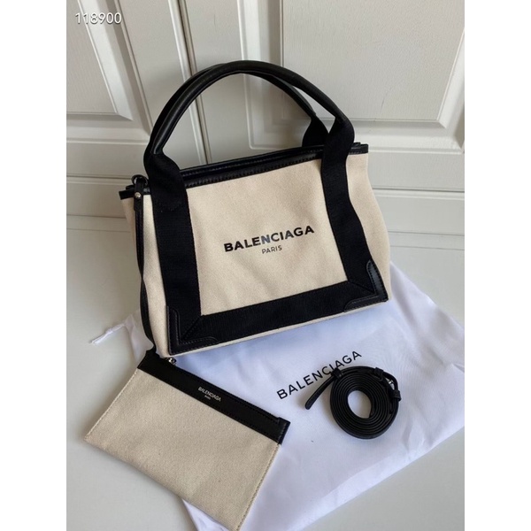 TNS-Túi tote canvas siêu  Balien Cabas tote bag--canvas trắng phối đen sang trọng