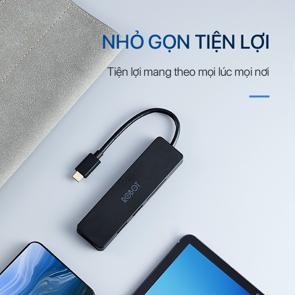 HUB USB-C Chuyển Đổi Đa Năng 5 In 1 ROBOT HT240S Type-C Cổng Kết Nối USB 3.0/HDMI/PD/SD/TF | BigBuy360 - bigbuy360.vn