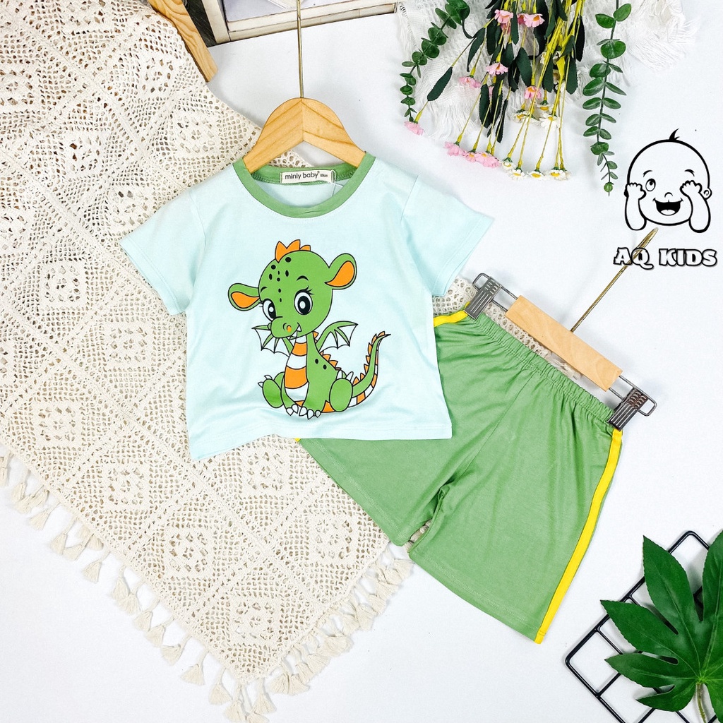 [Bé 7-30kg] Bộ cộc tay MINLYBABY bé trai phối sọc quần Size 80-170cm - Unibaby - LBCQPS