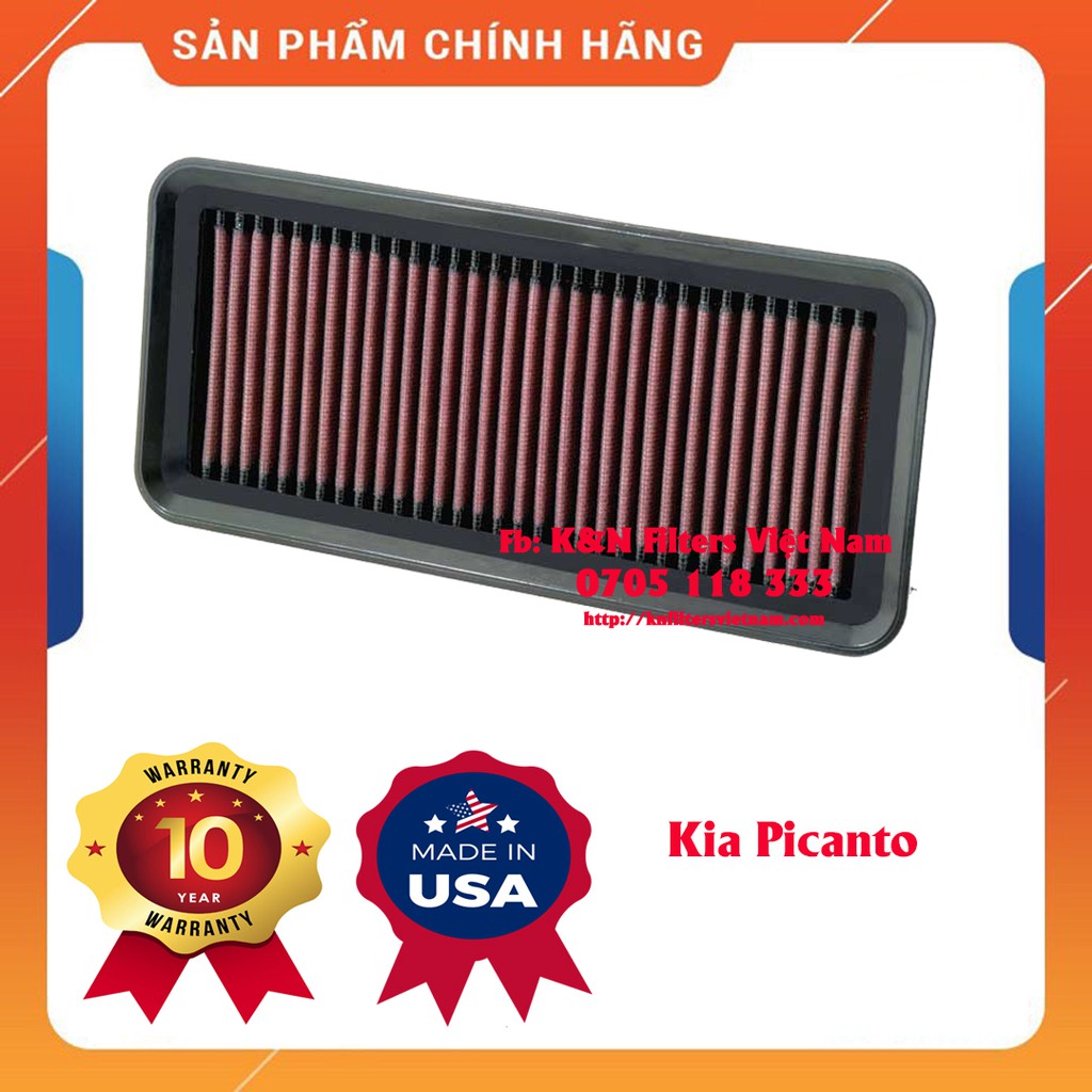 Lọc gió K&N Kia Picanto, Kia Morning . Part K&N : 33-2930 Part Hyundai : 2811308100