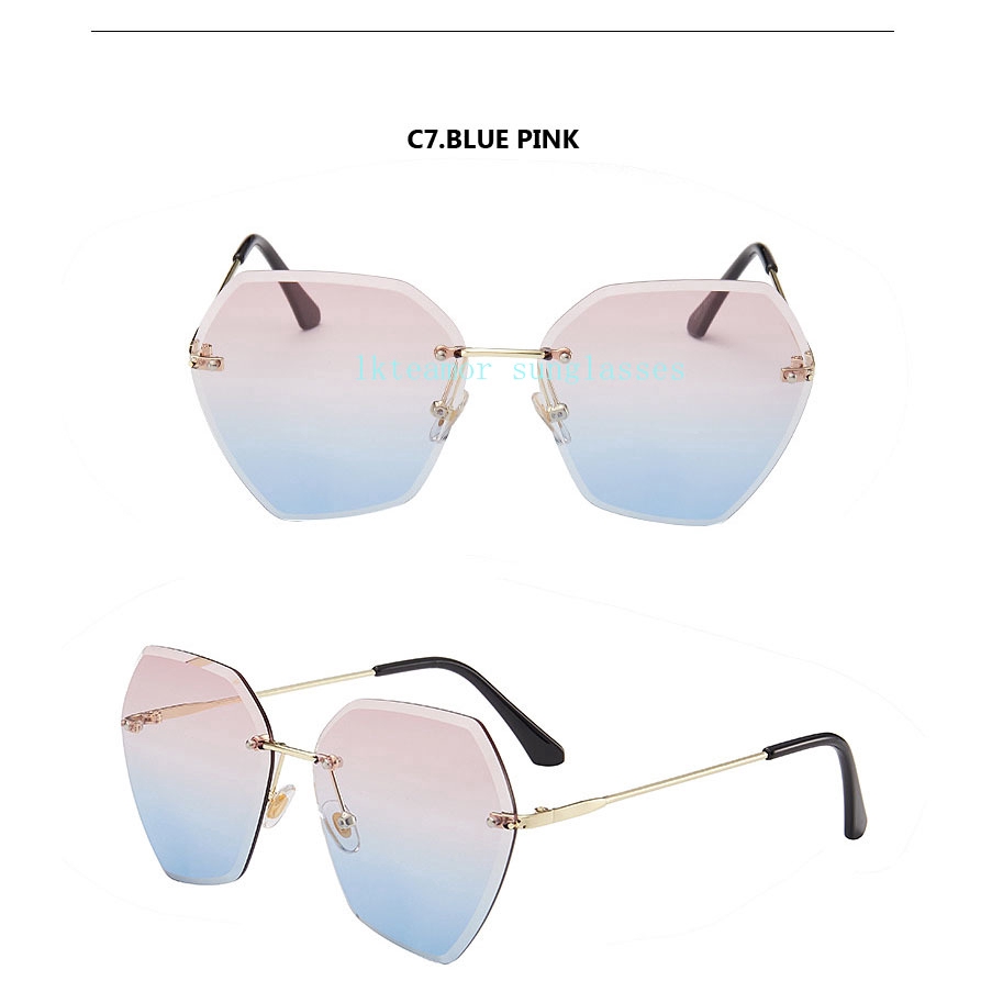 Kính râm mắt mèo không viền đính đá thời trang cho nữ