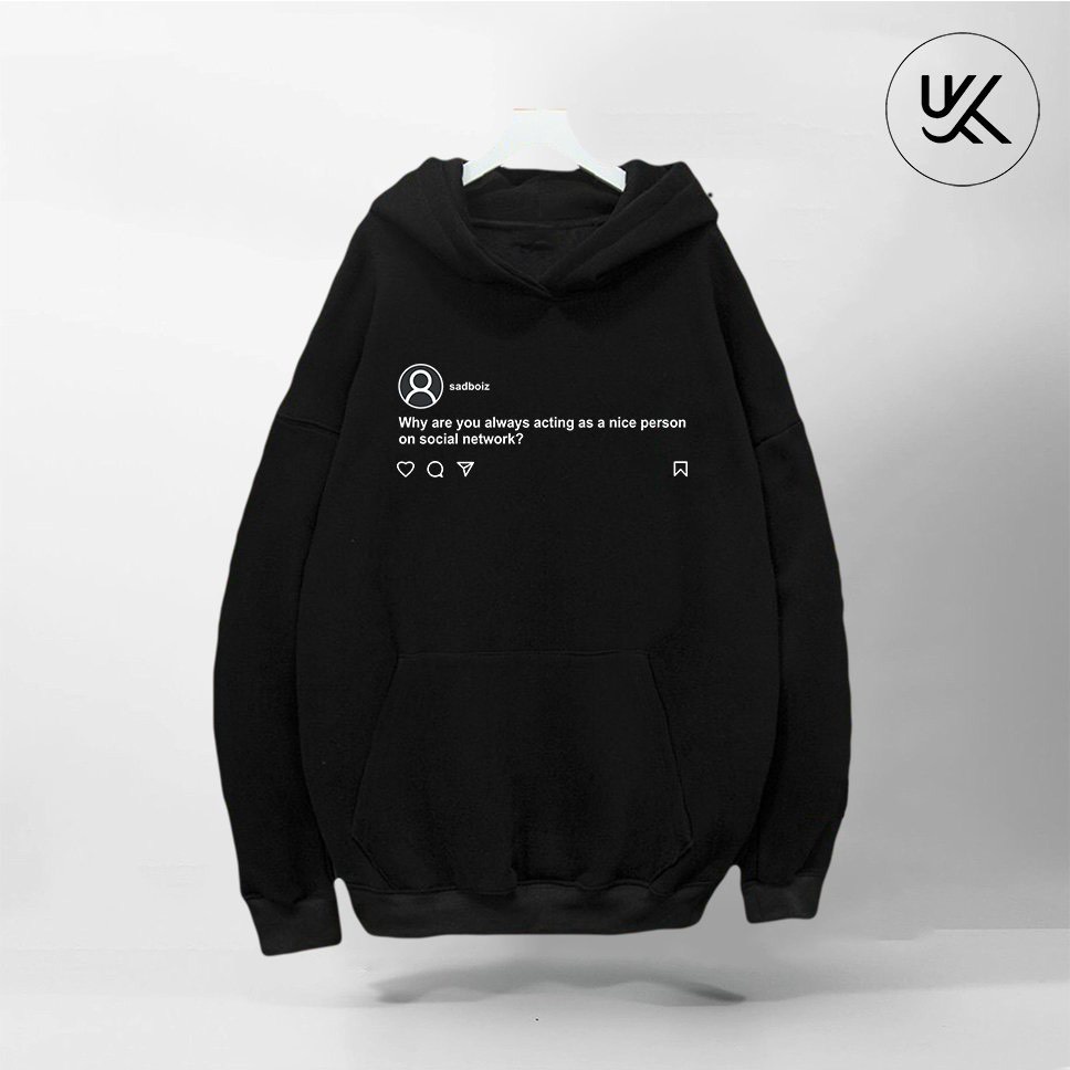Áo HOODIE Sadboiz Sadtagram, Form RỘNG Oversize màu xám xanh khói, be, áo nỉ bông Cao Cấp Unisex Nam Nữ có mũ. KKIMShop