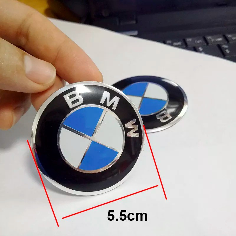 Bộ 2 Logo Tròn BMW nhôm kim Loại 5,5cm Nổi U