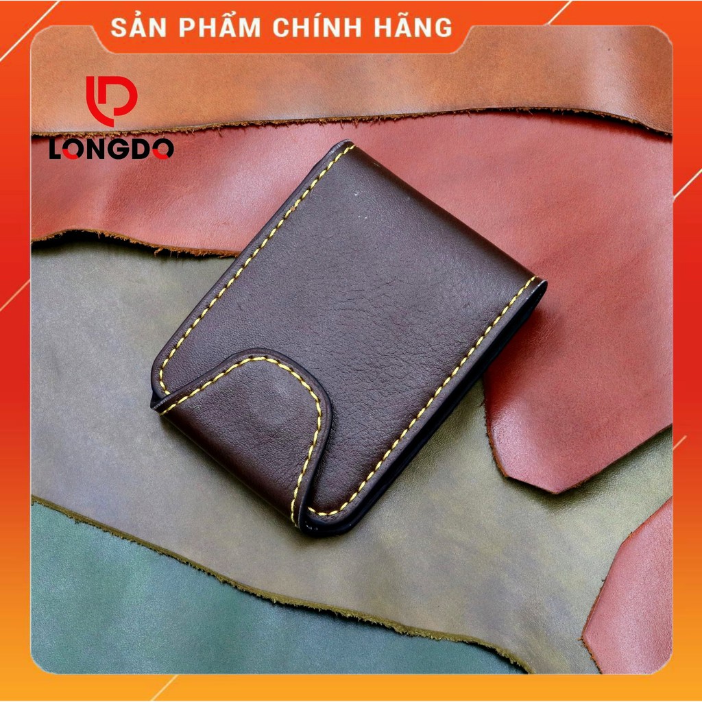 Ví Sen 5 Cao Cấp - Cam Kết Da Thật 100% - Ví Mini Nam Màu Chocolate Hàng Chính Hãng Thương Hiệu Longdo Leather Uy Tín