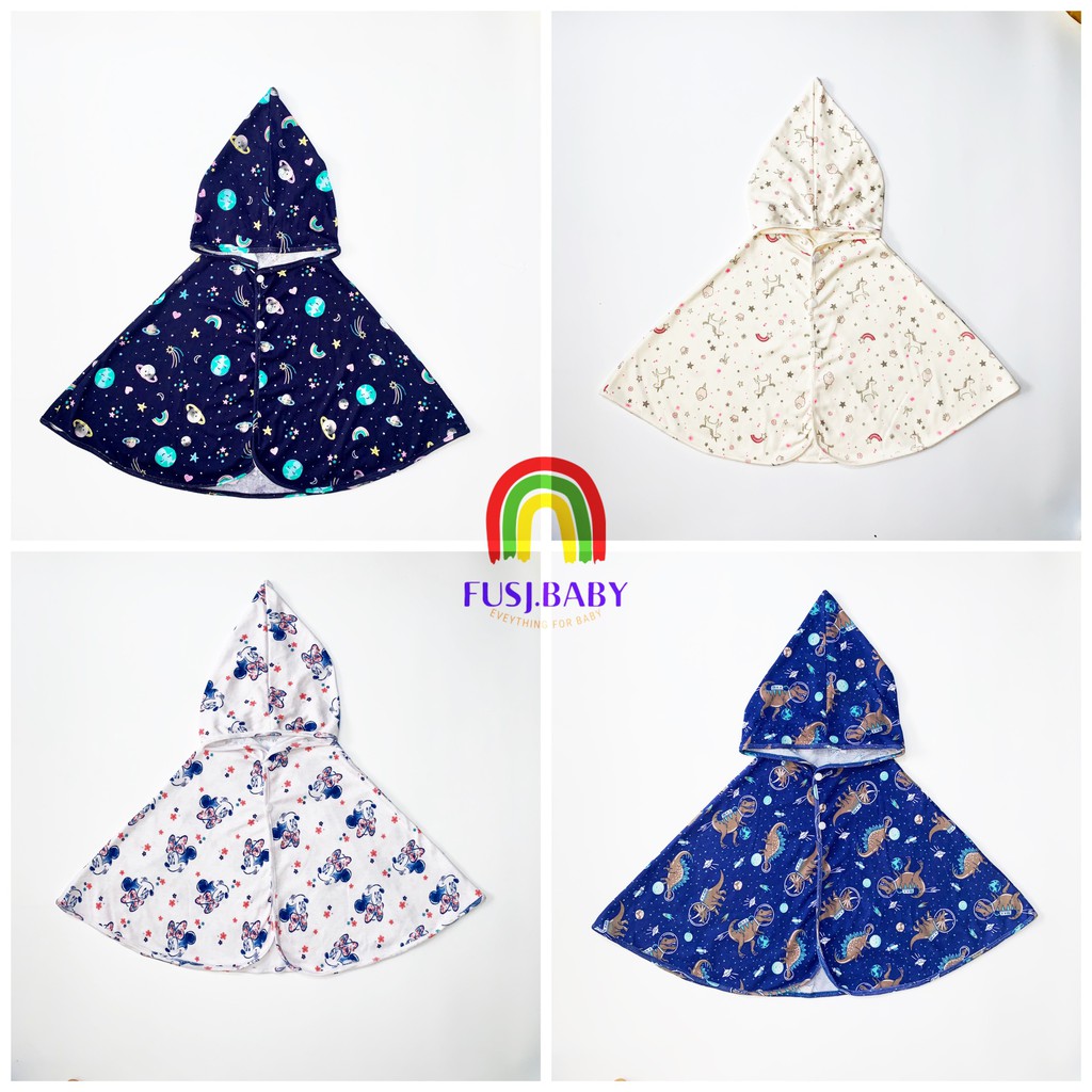 Áo Chống Nắng Cho Bé, Áo Choàng Cánh Dơi Họa Tiết Đáng Yêu Fusi Chất Liệu Cotton - Sunkids