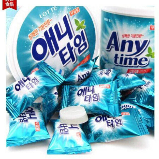 (3 vị) Kẹo bạc hà Xylitol Lotte Anytime 60gr (Sugar free)