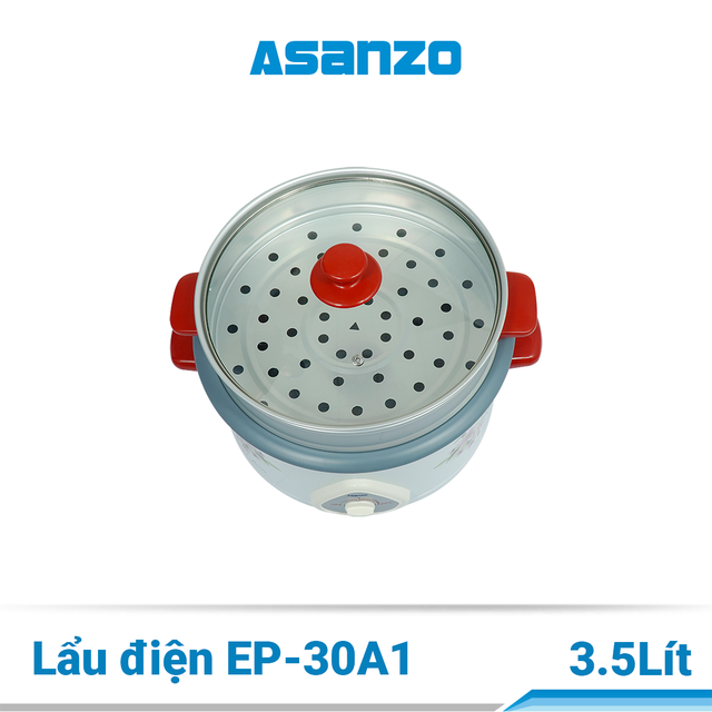 Lẩu điện đa năng 2 tầng nắp kính Asanzo EP-30A1 (3.5 lít)