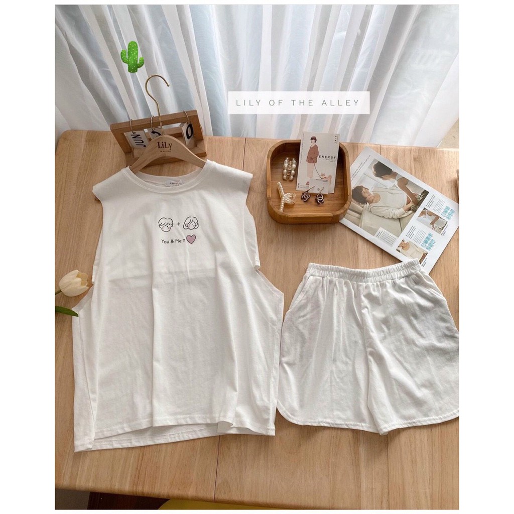 Set bộ nữ đùi ba lổ tank top kèm áo quây quần đùi rộng cá tính - PC