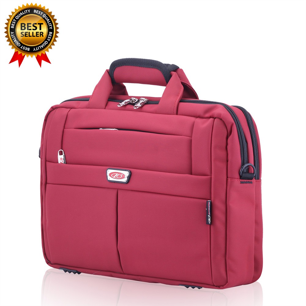 Cặp laptop thời trang nam nữ, có quai đeo balo, có quai đeo chéo Kim Long KL034 màu đỏ