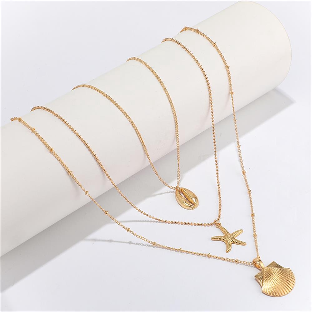 Vòng cổ choker nhiều lớp mặt hình vỏ sò