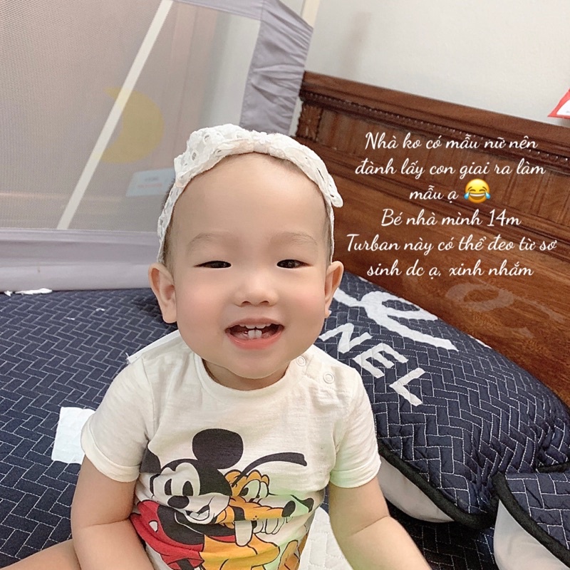 Turban ren mềm thắt nơ xinh xắn cho bé yêu